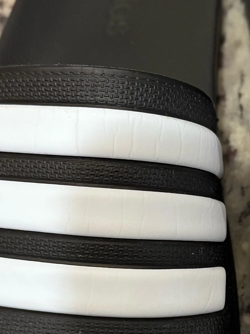 Adidas Black & White Striped cloudform Slide Sandals - Picture 5 of 5